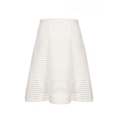 Curve cream mesh ribbed midi skirt